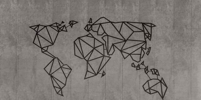 Wereldkaart op hout muur