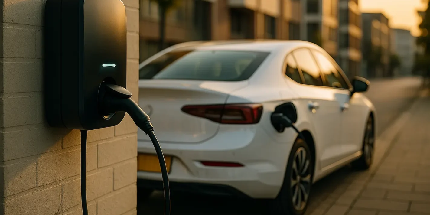 Elektrische auto laadt aan moderne laadpaal in Limburg